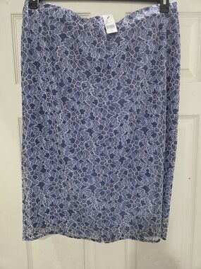 Lane Bryant Blue and White Floral Pencil Skirt